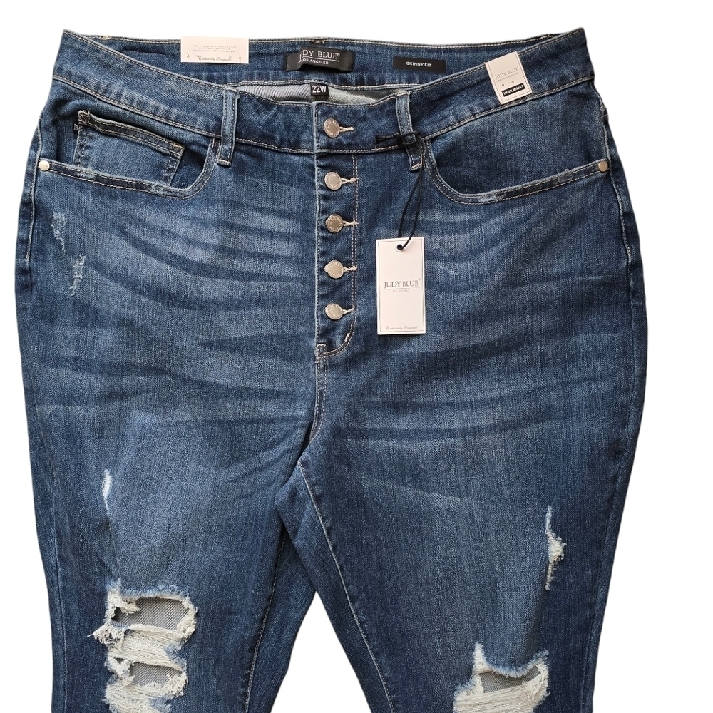 🔥NWT Judy Blue Madelyn High Rise Button Fly Skinny, Size 22W - Picture 7 of 12